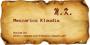 Meszarics Klaudia névjegykártya